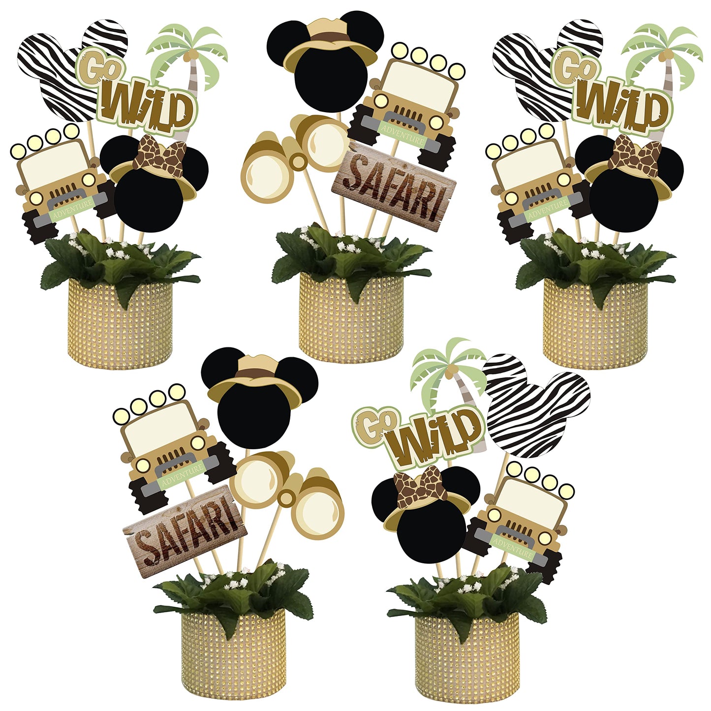 Mouse Safari Centerpiece Sticks- Let's Go Wild Jungle Animal Birthday Party Baby Shower Table Toppers for Kids?28PCS?