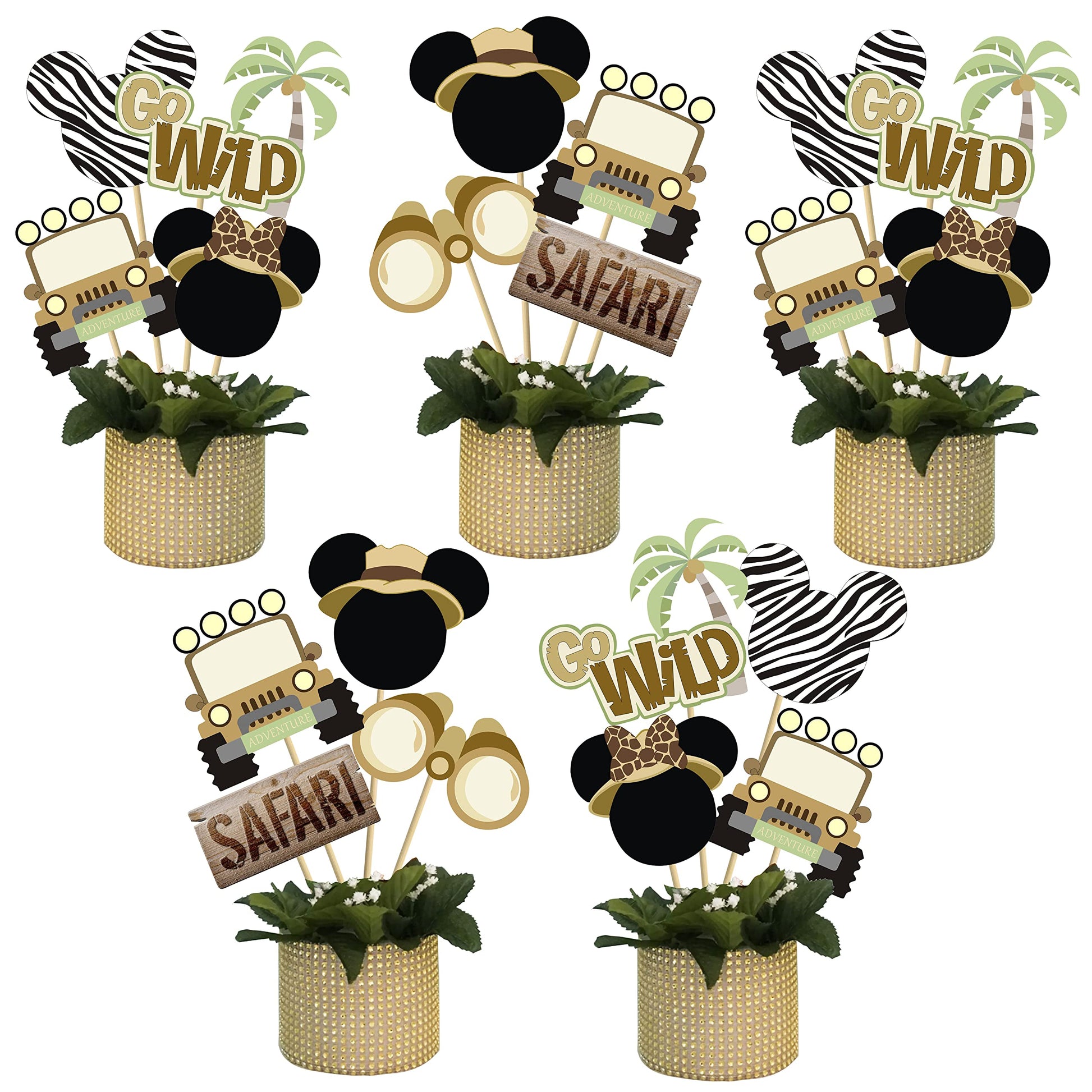 Mouse Safari Centerpiece Sticks- Let's Go Wild Jungle Animal Birthday Party Baby Shower Table Toppers for Kids?28PCS?