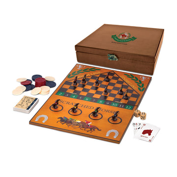 WE Games Derby Horse Race Board Game Set with Metal Game Pieces and Wooden Keepsake Storage Box, Family Game Night, Board Games for Adults and Family