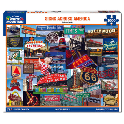 White Mountain 1000 Piece Jigsaw Puzzle, Signs Across America States