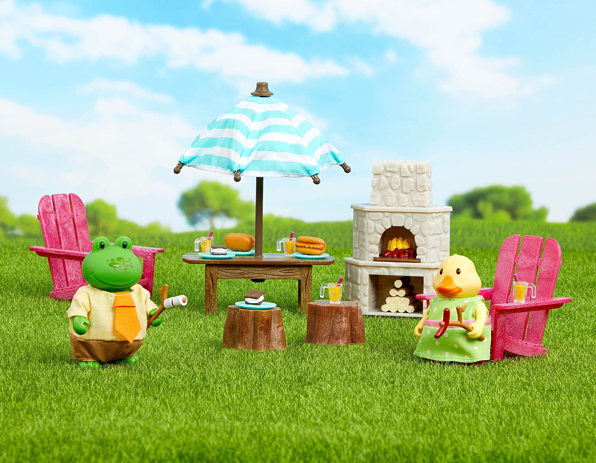 Li'l Woodzeez Outdoor Patio Playset, 25-Piece Fire Pit Furniture, Playsets