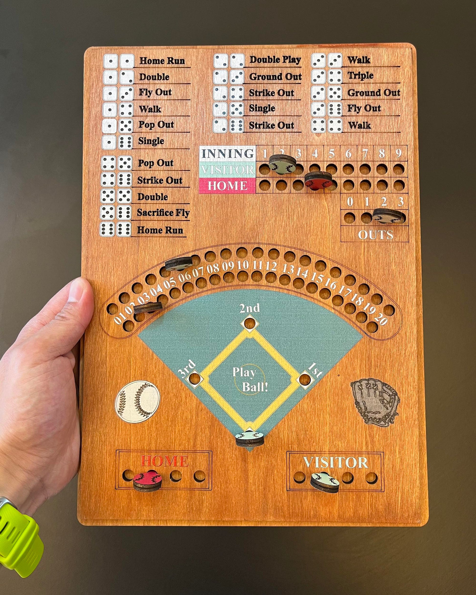 CBLKUS Baseball Dice Board Game,Fun Board Game with Dice,Wooden Baseball Games for Family,Party and Holiday Gatherings,Baseball Board Game Premium