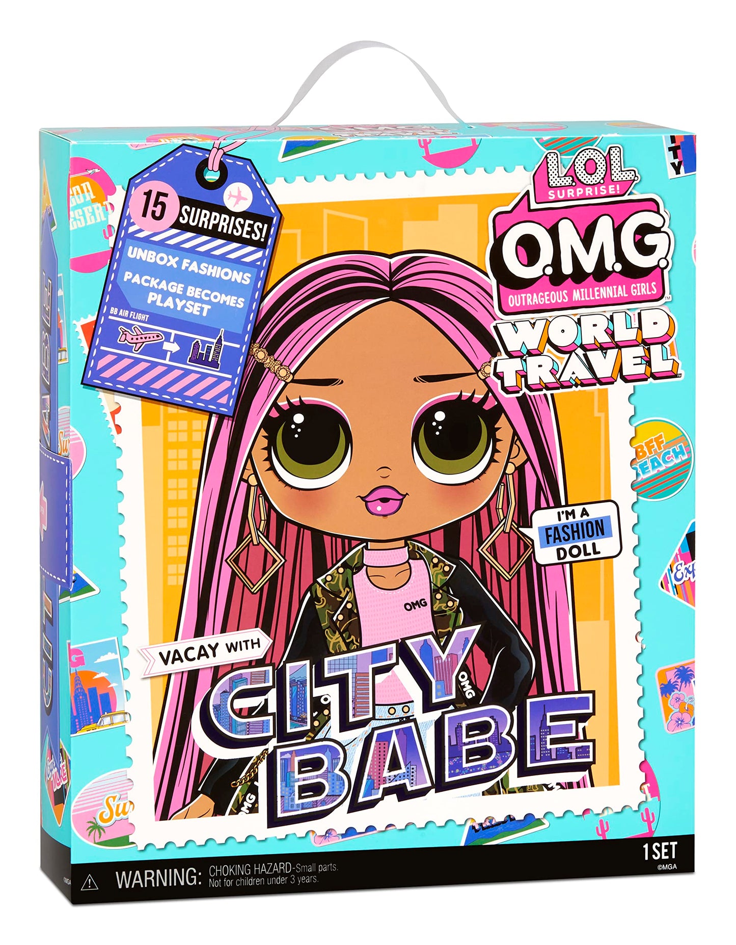 L.O.L. Surprise! OMG World Travel™ City Babe Fashion Doll with 15 Surprises Including Outfit, Travel Accessories and Reusable Playset - for Girls Ages