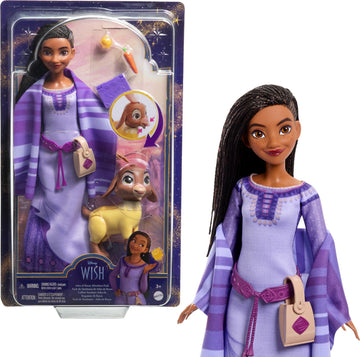 Mattel Disney Wish Asha of Rosas Adventure Pack Doll, Posable Fashion Doll with Removable Fashion, Animal Friends and Accessories, Toys Inspired by