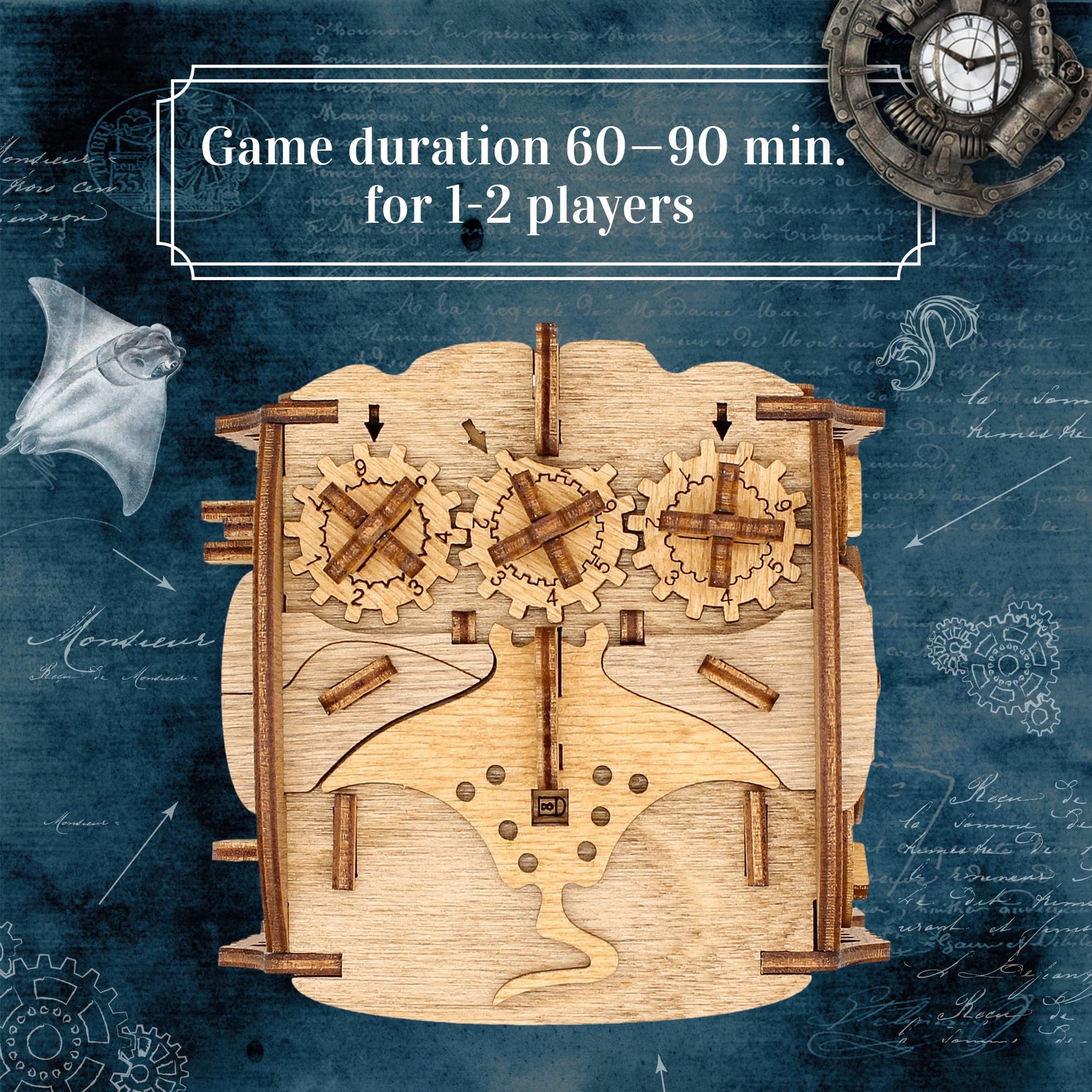iDventure Cluebox Nautilus, Escape Room in a Wooden Puzzle Box for Adults