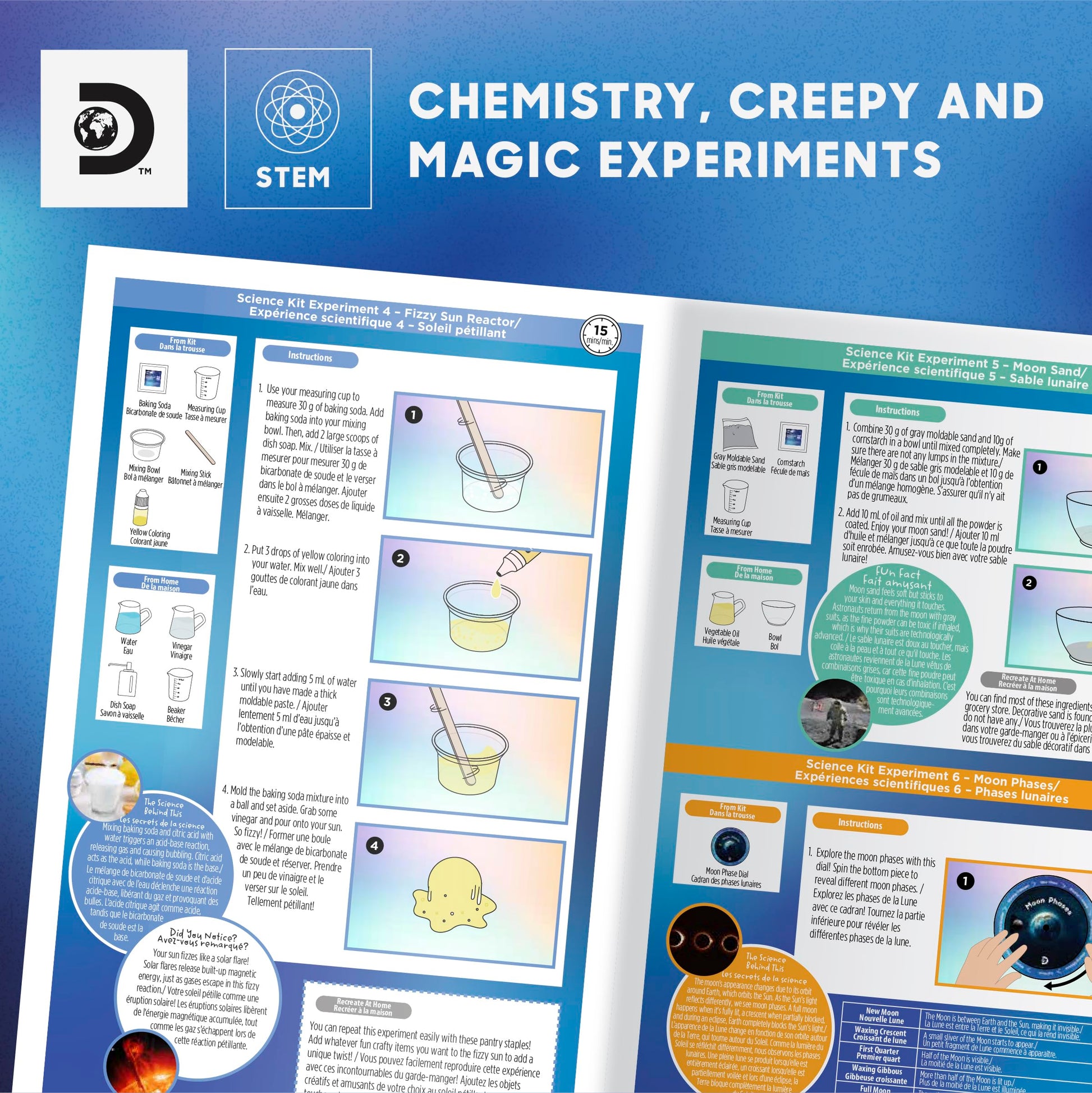 Discovery 3-in-1 Science Station for Kids| 84 Science Experiment Kit| Erupting Volcano, Glow Slime, Brain Dissection, Magic Potions| STEM Chemistry