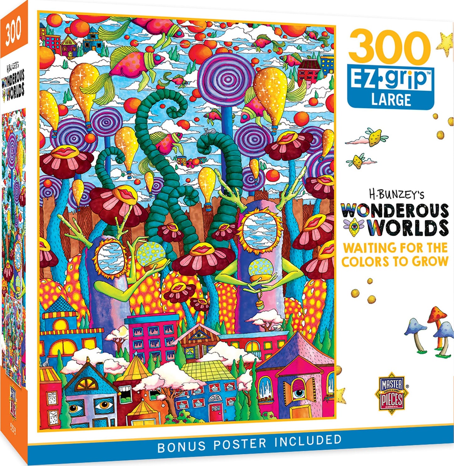 MasterPieces 300 Piece EZ Grip Jigsaw Puzzle, Vibrant Colorful Fantasy Artwork, Extra Large Easy Grip Pieces, Recycled Board Random Cut, Adult Puzzle
