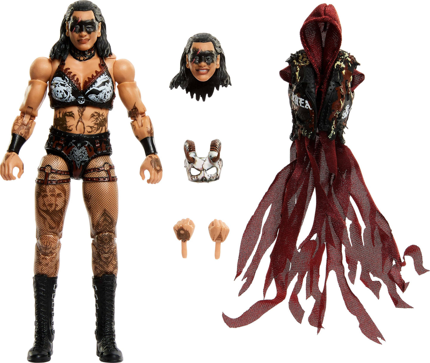 Mattel WWE Ultimate Edition Action Figure & Accessories Set, Rhea Ripley 6-inch Collectible with Swappable Heads & Hands, 30 Articulation Points