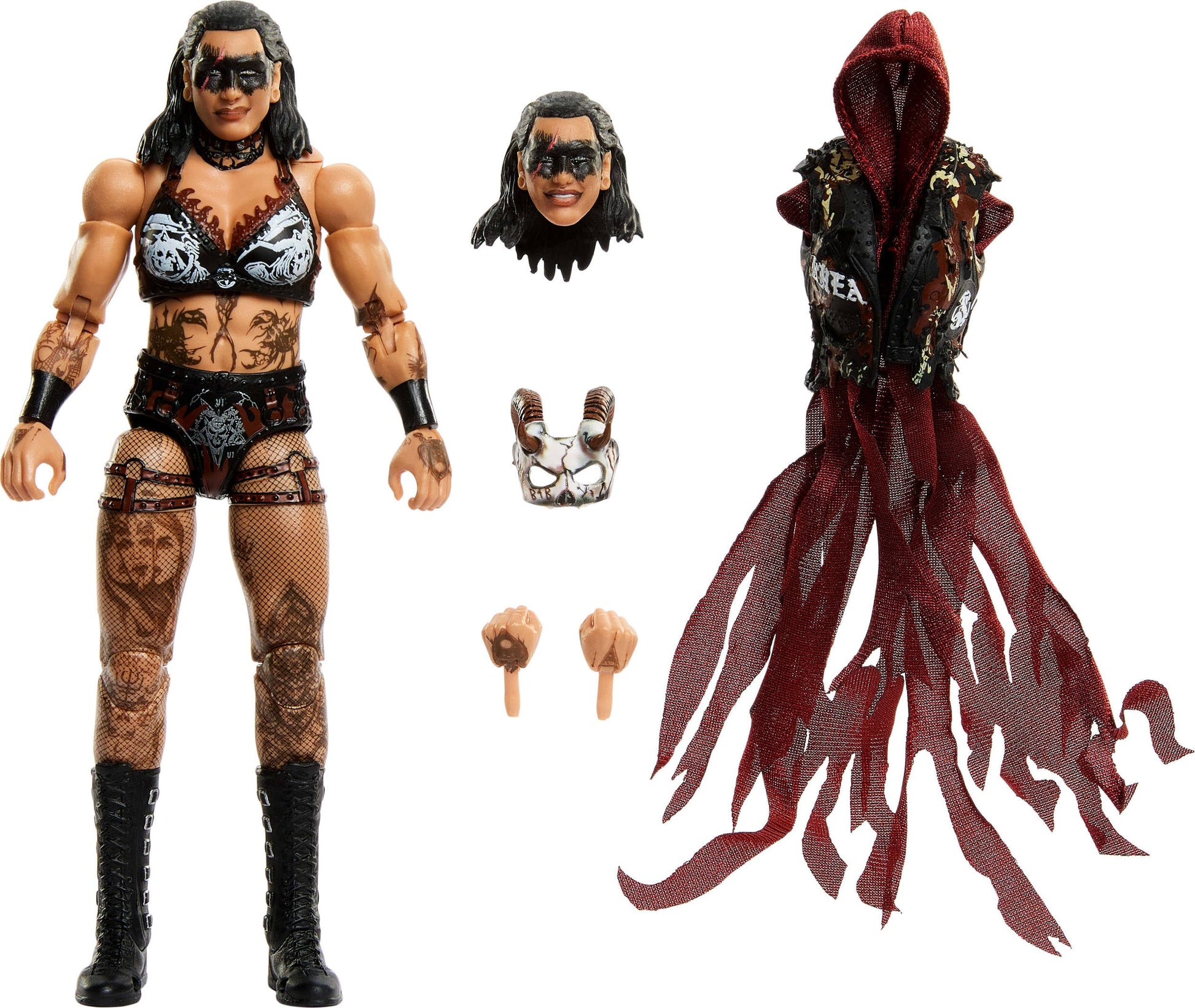 Mattel WWE Ultimate Edition Action Figure & Accessories Set, Rhea Ripley 6-inch Collectible with Swappable Heads & Hands, 30 Articulation Points