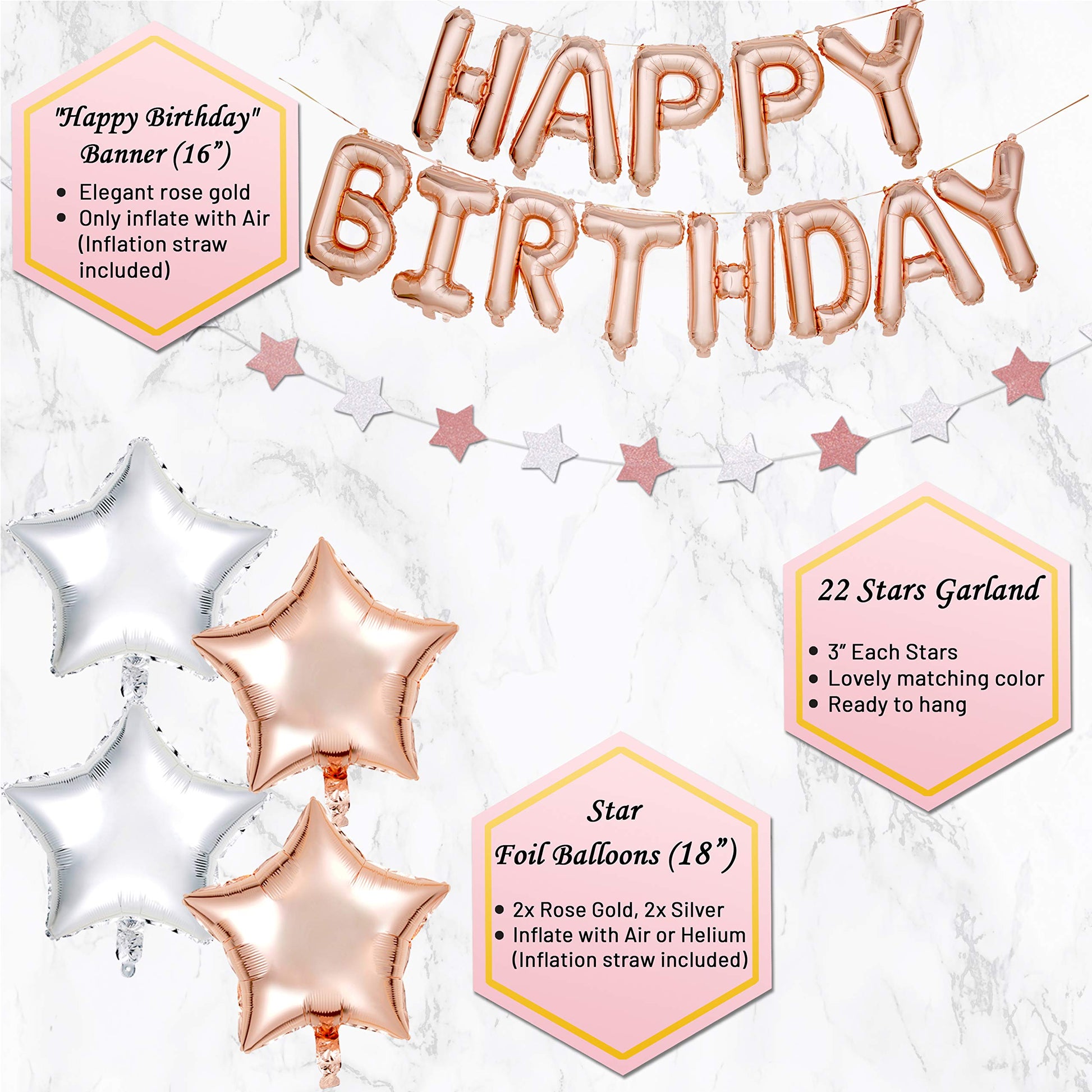 PartyHooman Sweet 16 Birthday Decorations Rose Gold With Sweet 16 Sash and Tiara Set, 2Pcs Backdrop, 25Pcs Pre-assembled Photo Booth Props, Balloons