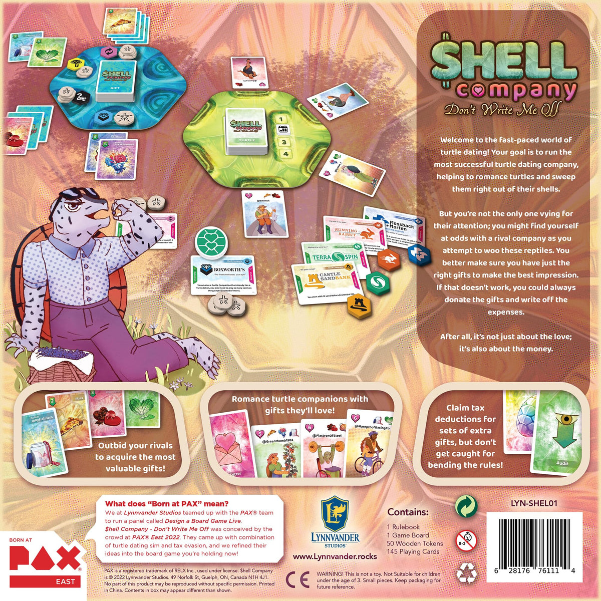Lynnvander Studios: Shell Company: Don't Write Me Off - Strategy Board Game, File Taxes & Find Love (As a Turtle), Ages 14+, 2-6 Players, 60 Min
