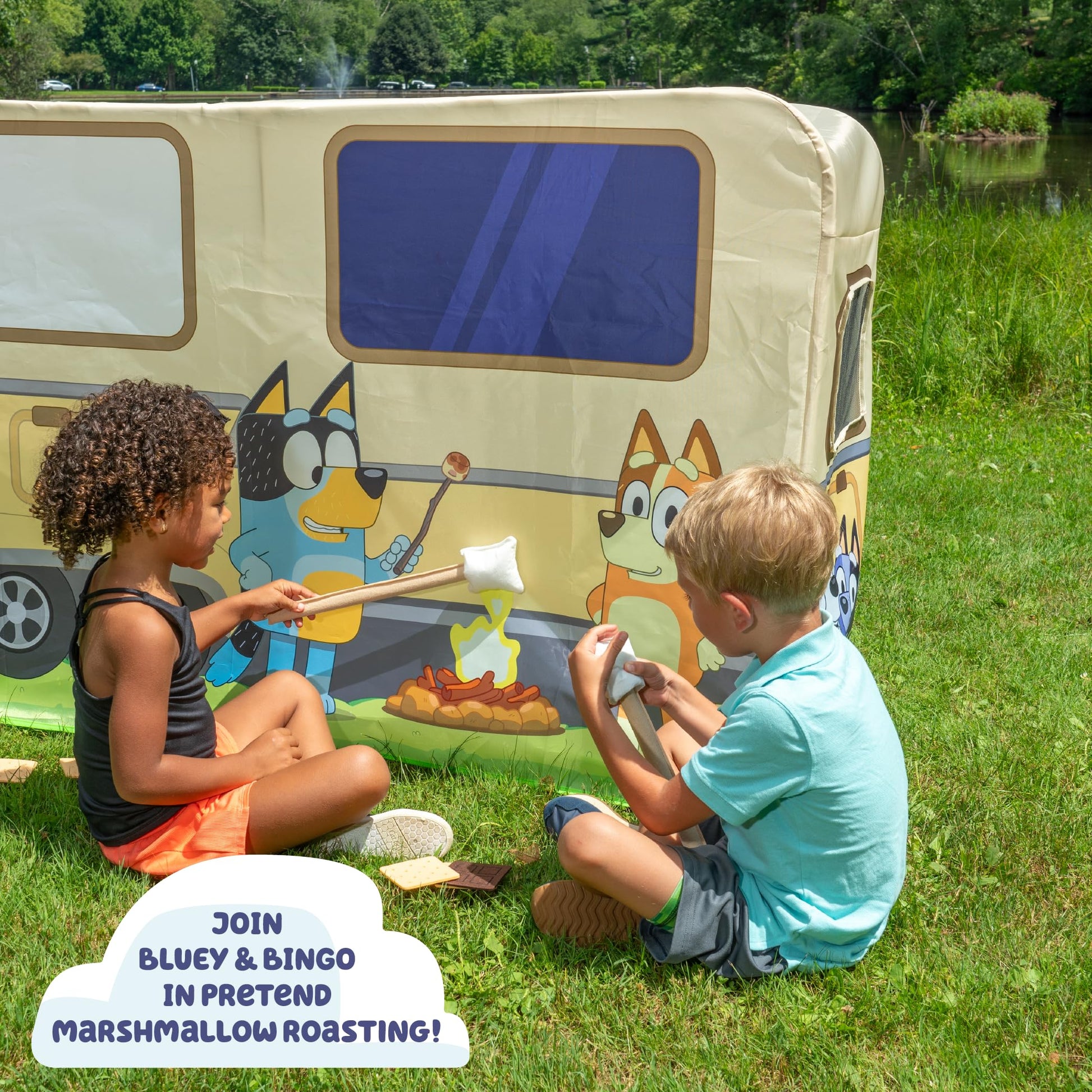 BLUEY Camping Activity Fort | Indoor and Outdoor Play House Toy for Kids | Includes Five Activities a Puppet Theater and Working Light