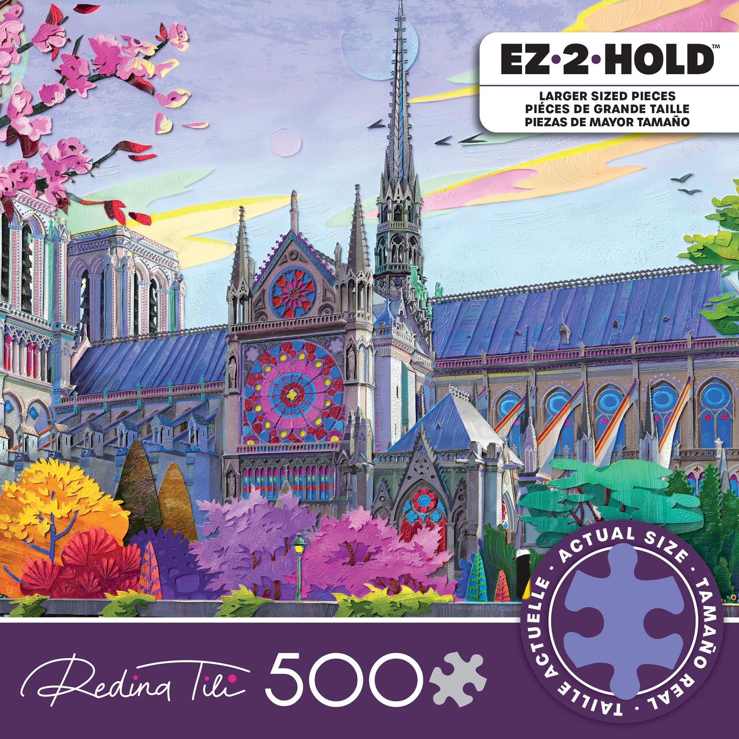 Ceaco - Colorful Notre Dame - 500 Large Piece Jigsaw Puzzle for Adults