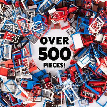 500 Pieces Windows, Doors, and Roof Building Block Bricks - Includes Over 500 Pcs of Unique Doors & Windows for Modular House Building- Compatible