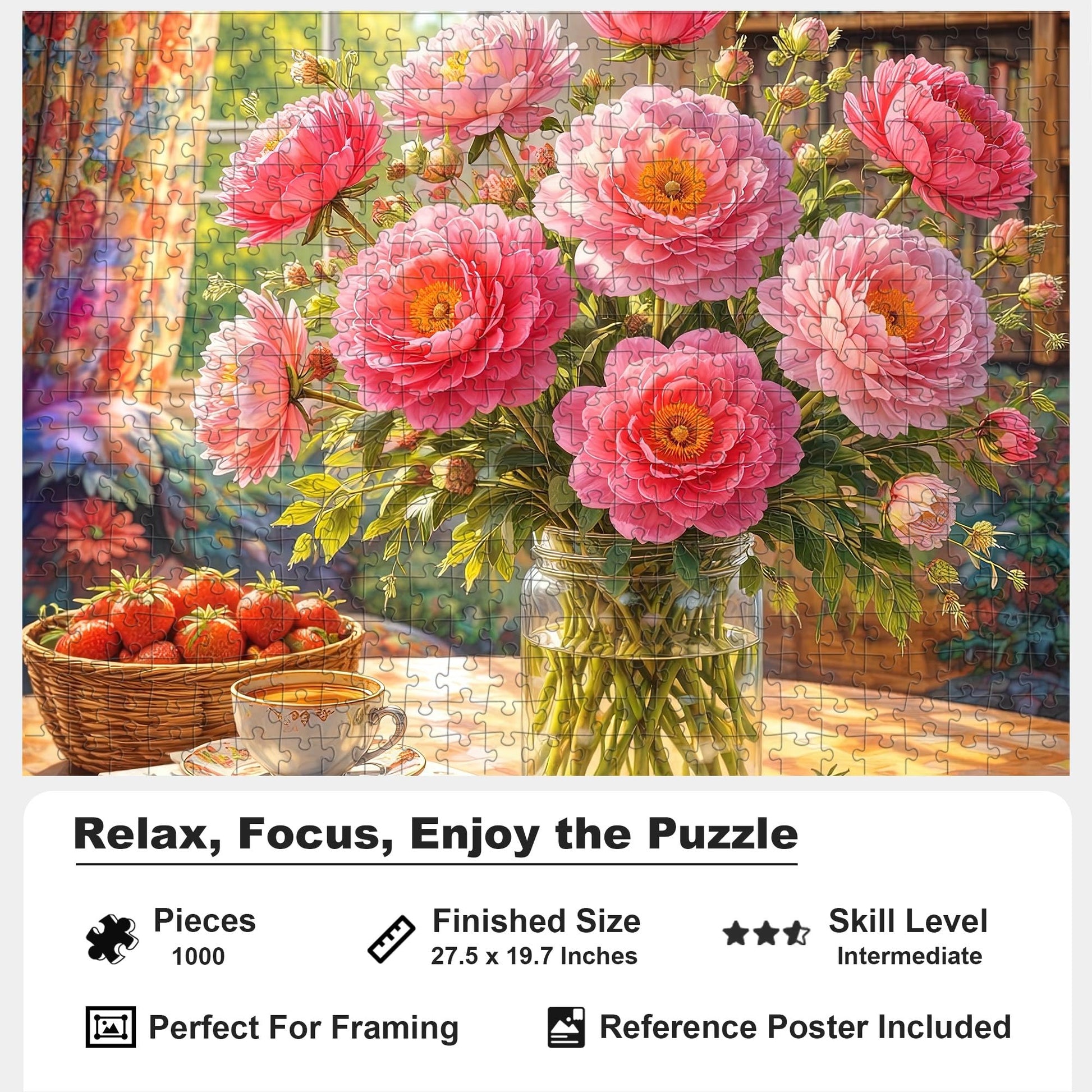 Teemosreal 1000 Piece Puzzle for Adults, Floral Morning Jigsaw Art
