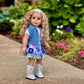 Feeling Happy - 4 Piece Outfit - Skirt, White T-Shirt, Blue Jeans Vest and White Cowgirl Boots - Clothes Fits 18 Inch Doll (Doll Not Included)