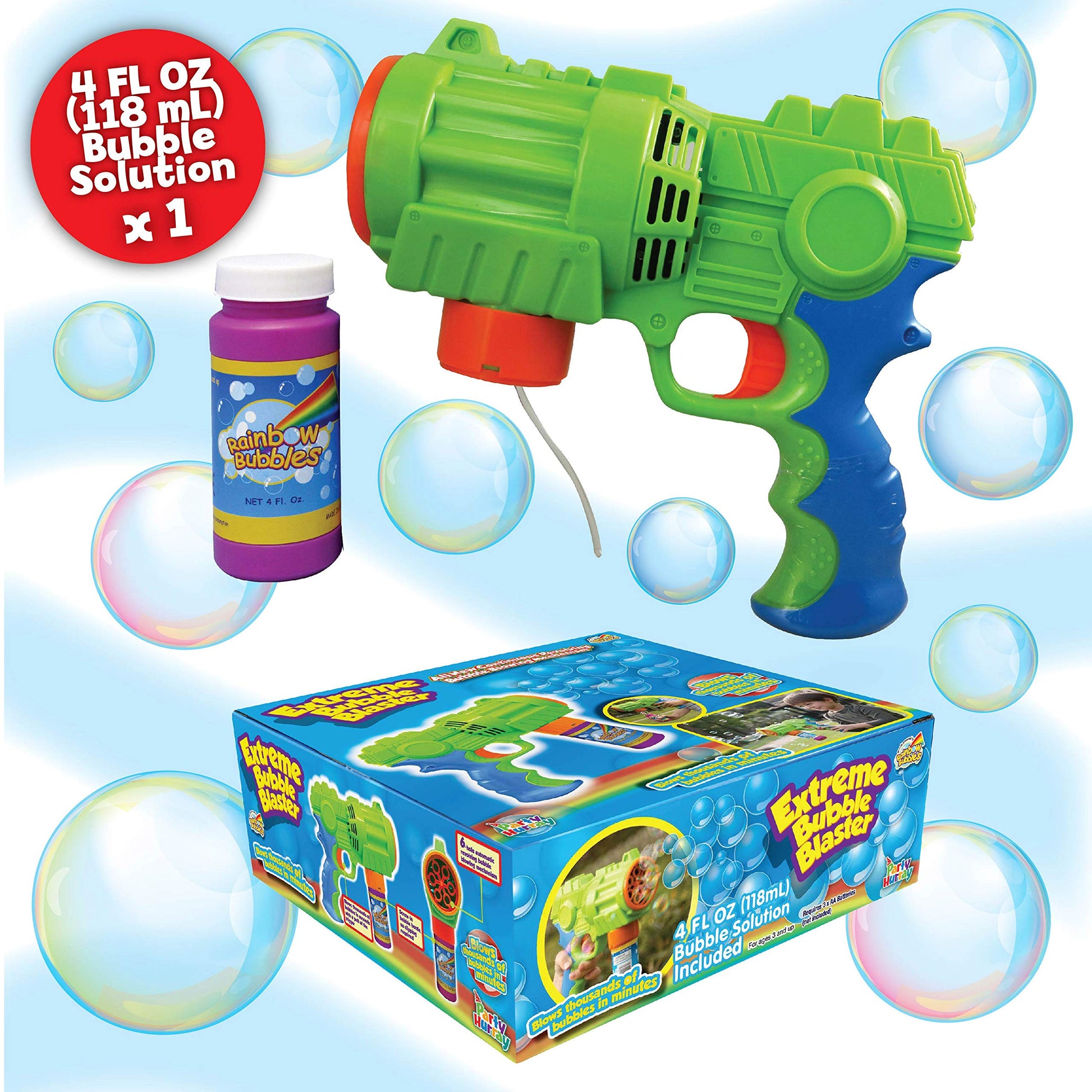 Bubble Blaster (Automatic Bubble Gun w/ 1 Bubble Solution in Gift Box), Party Hurray
