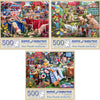 Bits and Pieces - Value Set of Three Jigsaw Puzzles for Adults - Desserts, Farm Animals & Quilting Festival by Larry Jones - Random Die-Cut Pieces