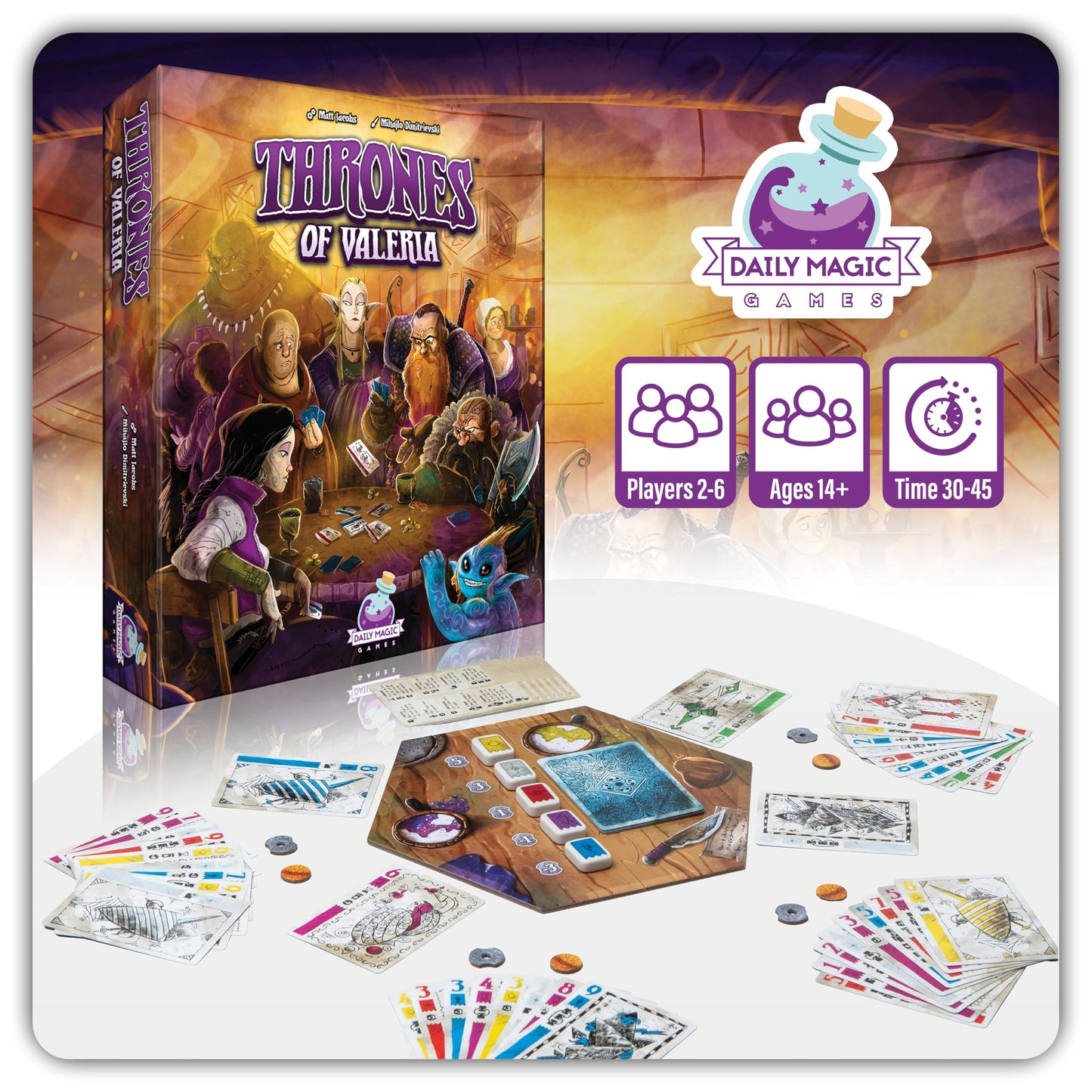 Thrones of Valeria Trick Taking Card Game - Fast and Fun Strategy Card Game with Card Powers and Game Twist - Family Fun for 3-6 players, ages 14+