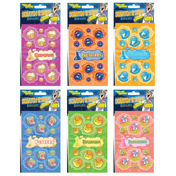 Just For Laughs Dr. Stinky's Scratch N Sniff Stickers 6-Pack, Blueberry, Popcorn, Cupcake, Blue Snowcone, Banana, Bubblegum, 162 Total