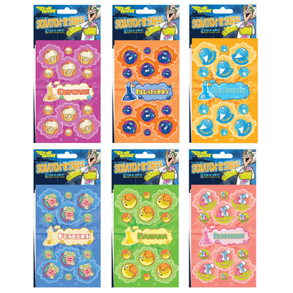 Just For Laughs Dr. Stinky's Scratch N Sniff Stickers 6-Pack, Blueberry, Popcorn, Cupcake, Blue Snowcone, Banana, Bubblegum, 162 Total