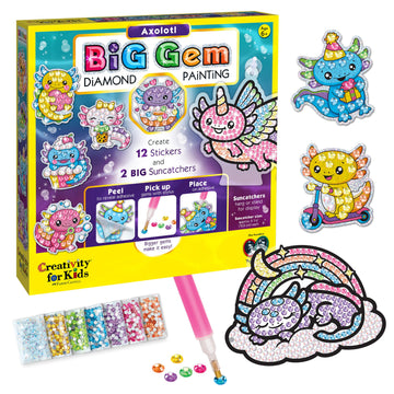 Creativity for Kids Big Gem Diamond Painting Axolotl| Mindful Summer Fun | Great Back to School Activities | Girl Toys and Crafts for Ages 6-8+