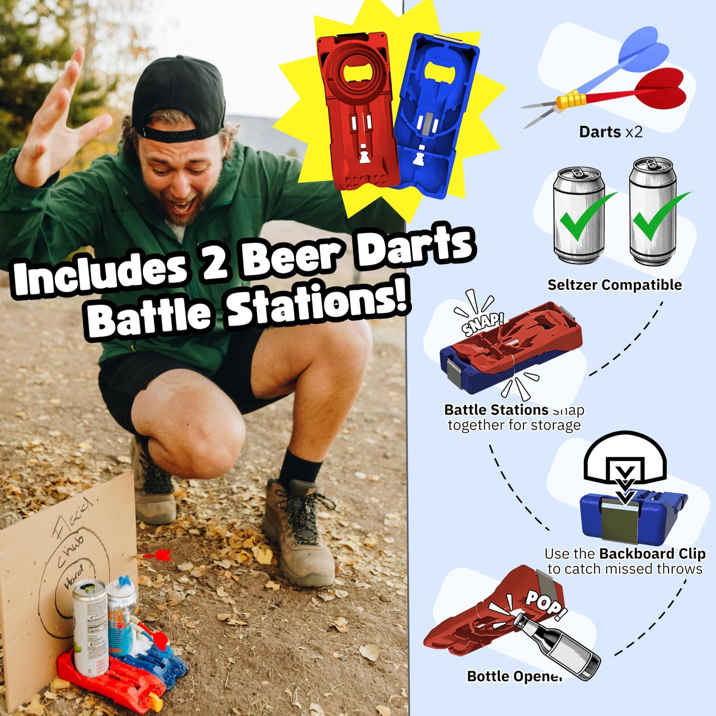 Beer Darts - Party Game Great for Getting Parties Started - Play with Any Canned Beverage