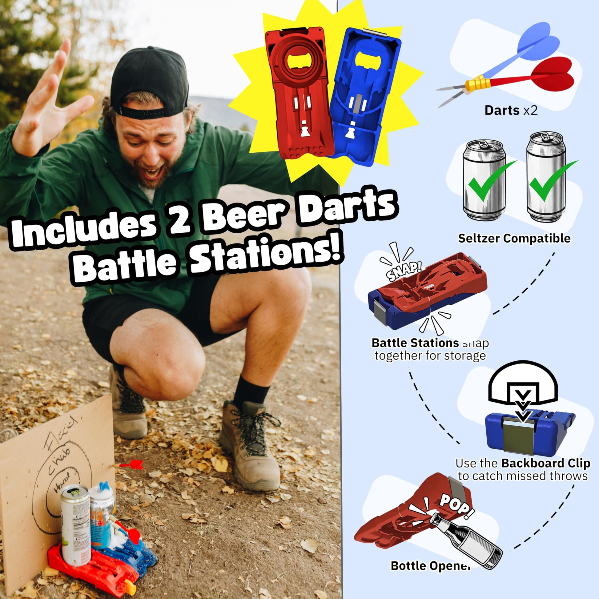 Beer Darts - Party Game Great for Getting Parties Started - Play with Any Canned Beverage