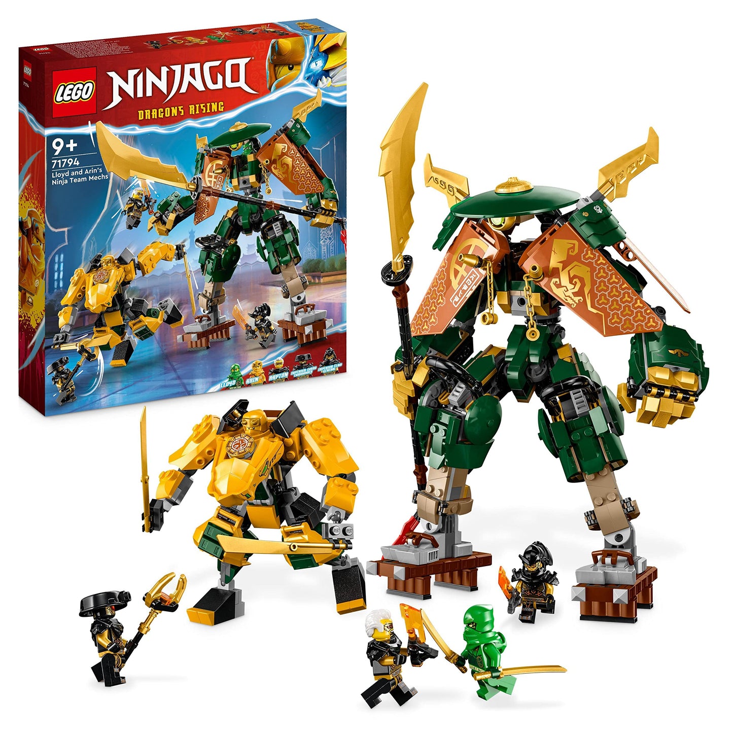 LEGO NINJAGO Lloyd and Arin’s Ninja Team Mechs Building Toy Set, Featuring 2 Battle Mechs and 5 Minifigures, Gift for Imaginative Boys and Girls Ages