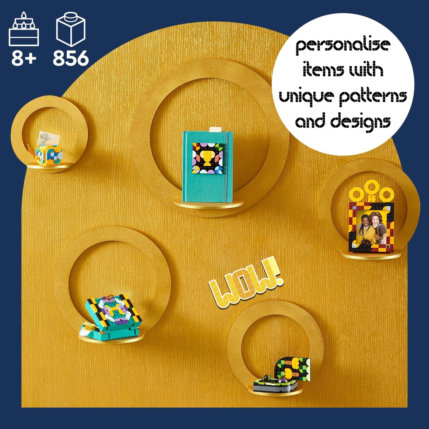 LEGO DOTS Hogwarts Desktop Kit 41811, DIY Harry Potter Back to School Accessories and Supplies, Desk Décor Items and Patch Sticker, Crafts Toys