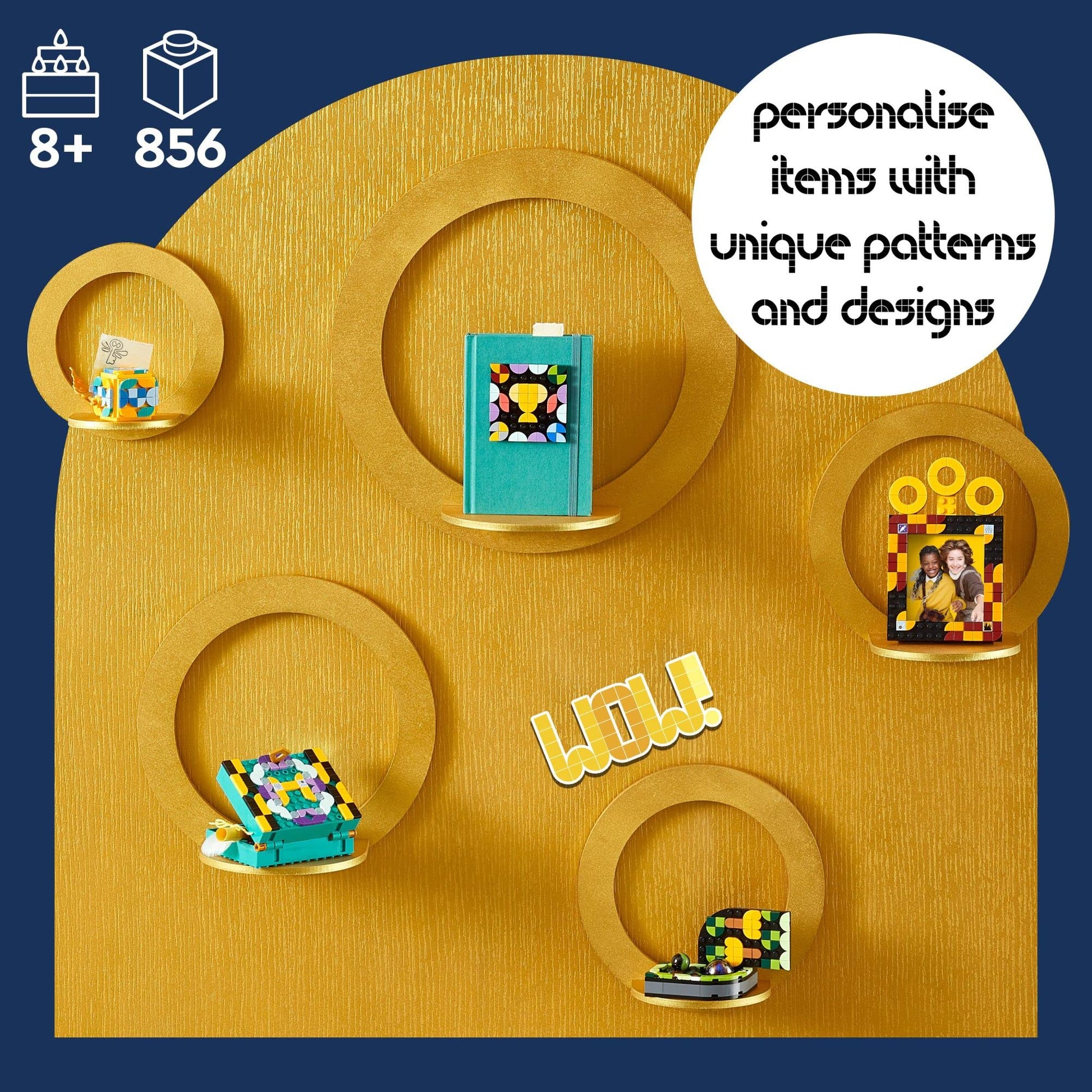 LEGO DOTS Hogwarts Desktop Kit 41811, DIY Harry Potter Back to School Accessories and Supplies, Desk Décor Items and Patch Sticker, Crafts Toys