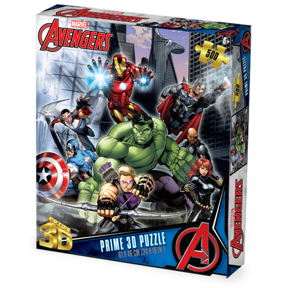 Prime 3D | Marvel | The Avengers Collectible 3D Lenticular Jigsaw Puzzle | 500 Piece | Challenging & Fun | Perfect for Game Nights | 24 x 18