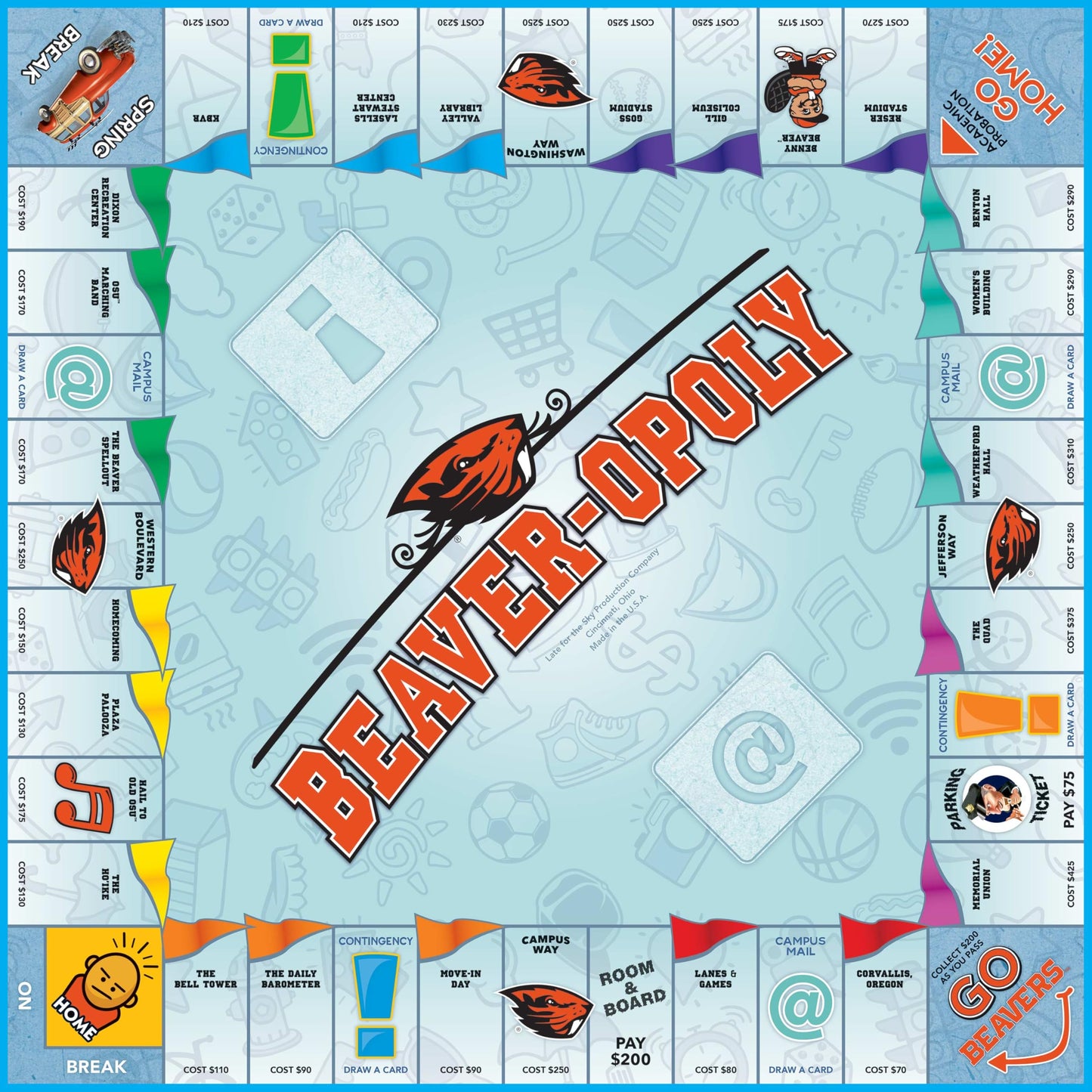 Late for the Sky Beaveropoly Oregon State University Board Game - OSU Beavers College Theme, Family Strategy Fun for Fans, Alumni & Students, Ages 8+