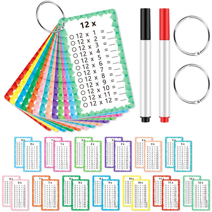 INKNOTE 1 Set of 13 Multipication Flashcard Math Game Times Flash Cardstock
