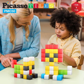 PicassoTiles Kids Pixel 1” Magnetic Puzzle Cube Mix & Match with Free Ideabook Sensory Toys STEAM Learning Building Block Magnets Construction Toy Set