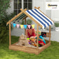 Outsunny Wooden Sandbox with Canopy for 3-7 Years Old 49"x46"x57.5" Brown
