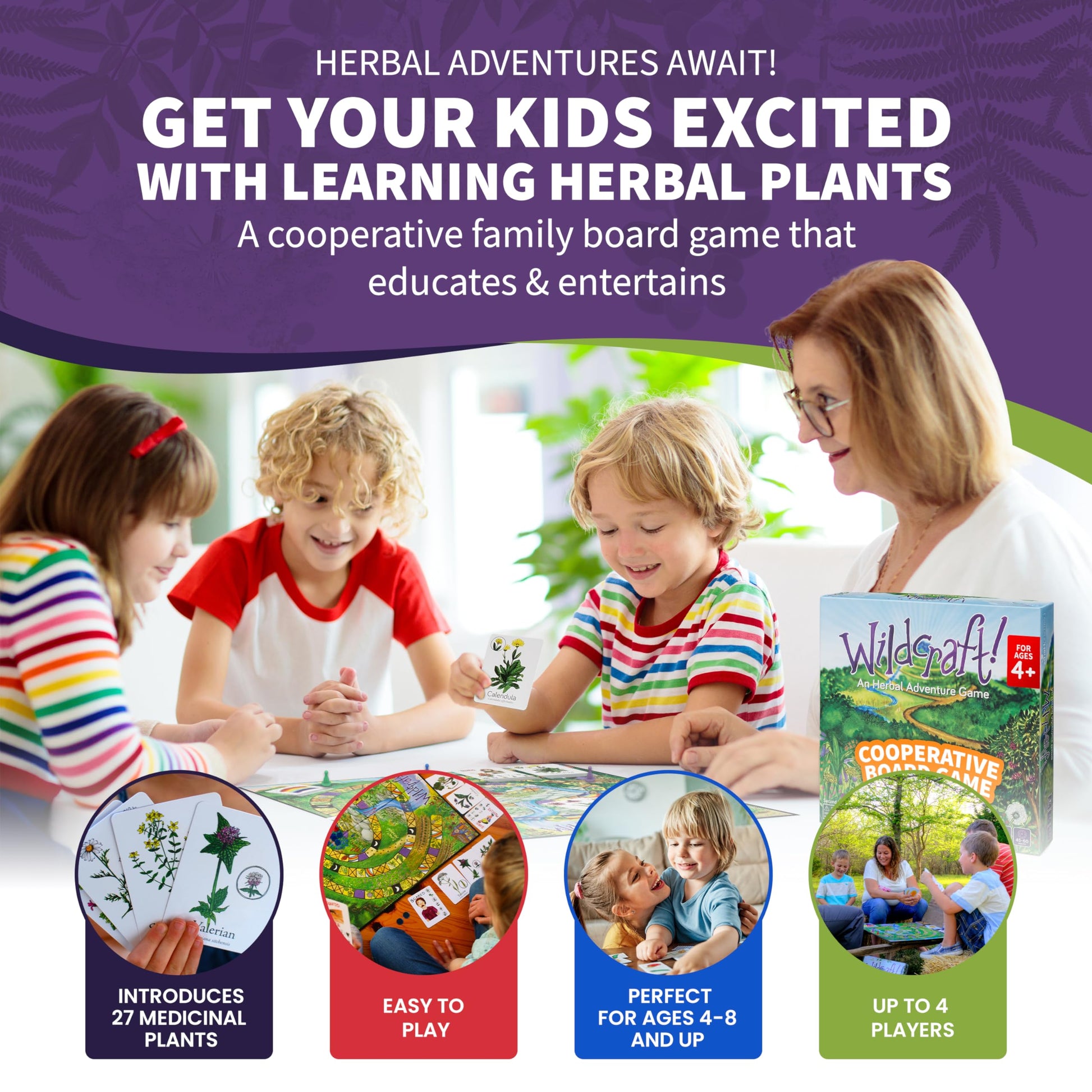 Wildcraft! Board Game - Cooperative Educational Board Game for Kids 4-6 & Families - Nature & Herb Learning Game - Family Board Games for Kids