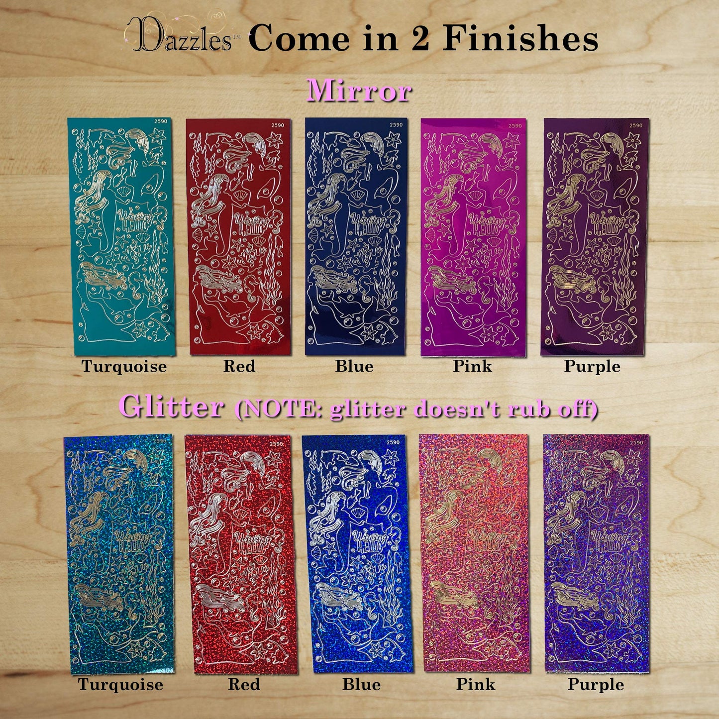 Dazzles Stickers Collection | 560 Mermaids-Themed Embossed Stickers in a Variety of Finishes & Colors for Scrapbooking, Card Making, Crafting