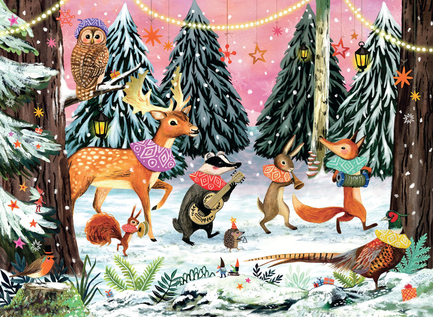 Ceaco - Holiday Woodland Parade Glitter - 100 Piece Jigsaw Puzzle Ages 6+