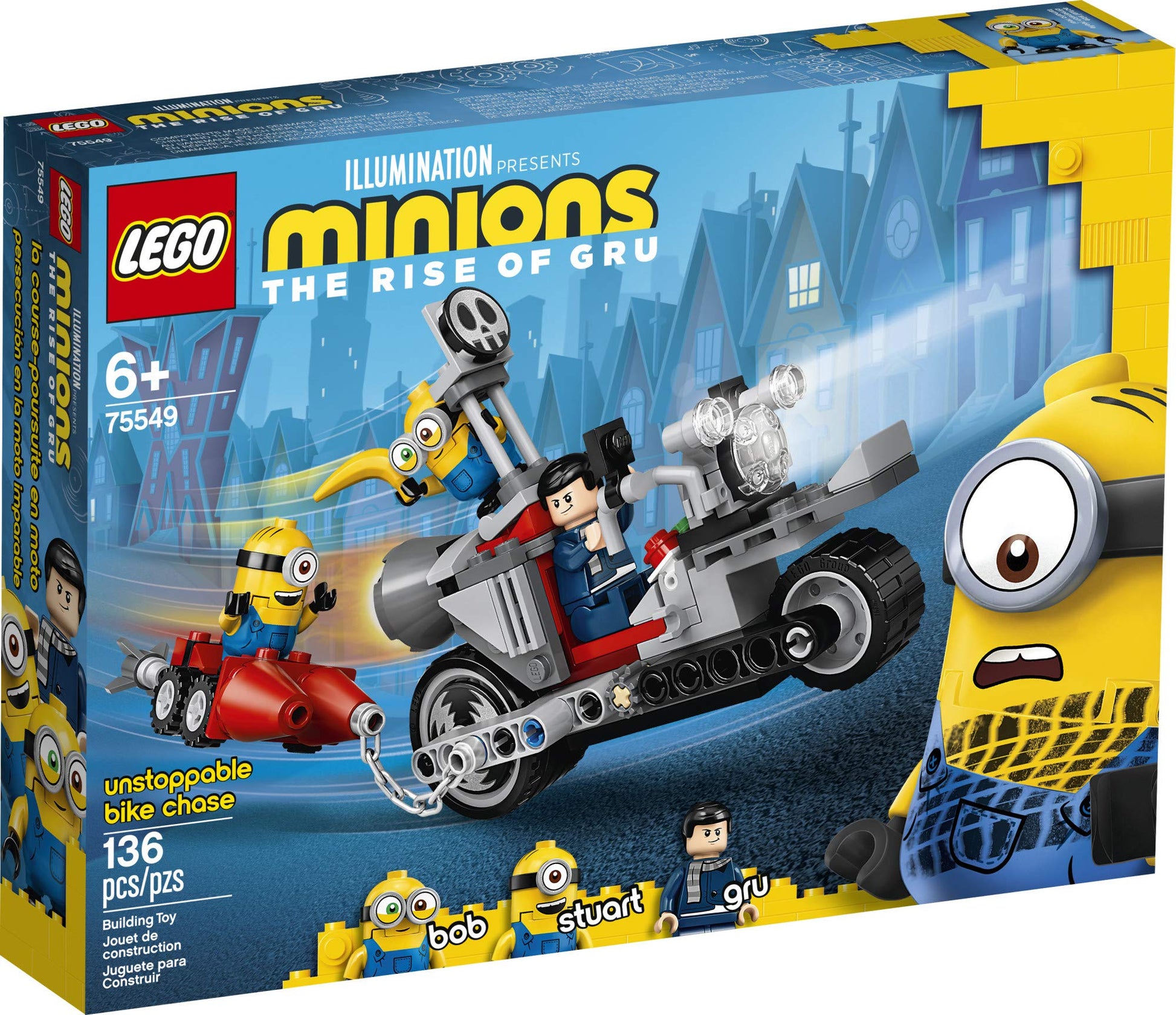 LEGO Minions Unstoppable Bike Chase (75549) Minions Toy Building Kit, with Bob, Stuart and Gru Minion Figures, Makes a Great Birthday Present