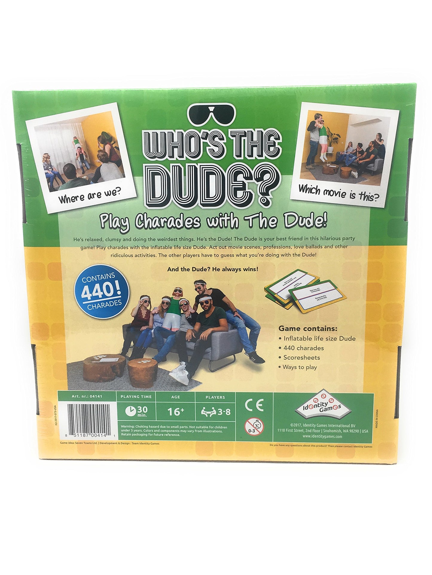 Charades Game for Family Who's The Dude Identity Fun Games Gift for Reunion Adult Game Night Ages 16+ 440 Funny Scenarios