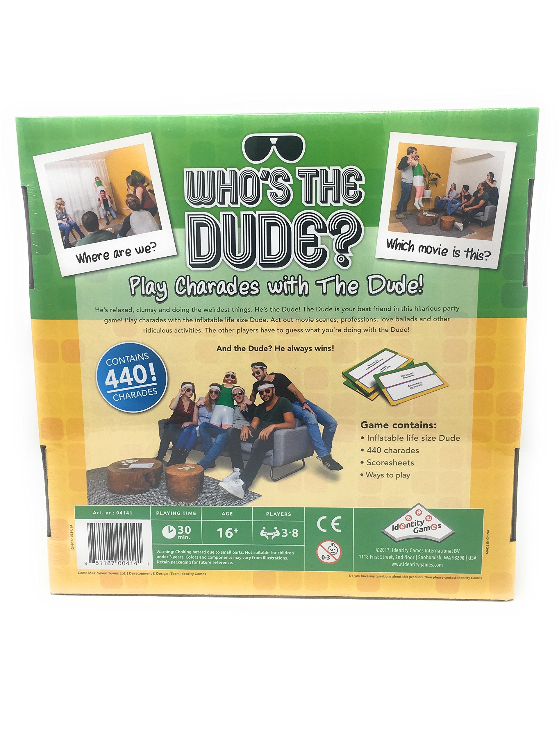 Charades Game for Family Who's The Dude Identity Fun Games Gift for Reunion Adult Game Night Ages 16+ 440 Funny Scenarios