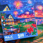 500 Piece Puzzles for Adults - 4th of July Jigsaw Puzzles - Celebrate The USA Patriotic Puzzle - Fourth of July Fireworks Celebration - Artwork