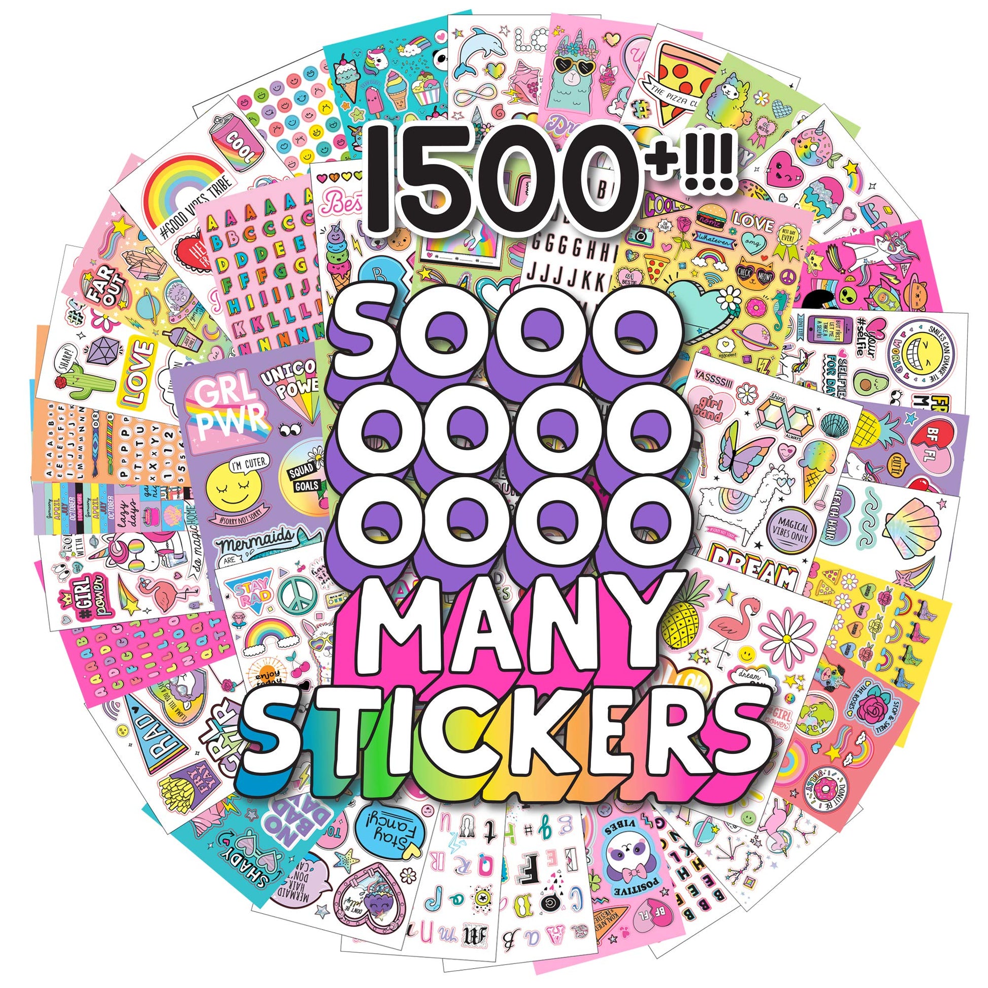 Horizon Group USA Sticker Book with Large and Small Sizes, Kids Stationary for Water Bottle, Notebooks, and Party Favors, Just My Style