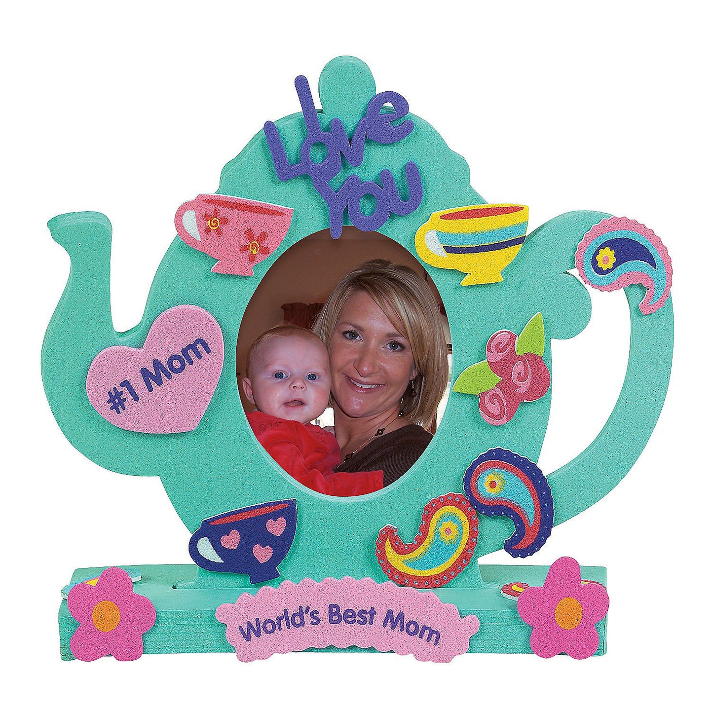 Fun Express Tea Pot Shaped Picture Frame Craft Kits - Makes 12 - Foam Frame Crafts for Kids - Party Favors