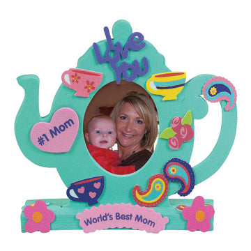 Fun Express Tea Pot Shaped Picture Frame Craft Kits - Makes 12 - Foam Frame Crafts for Kids - Party Favors