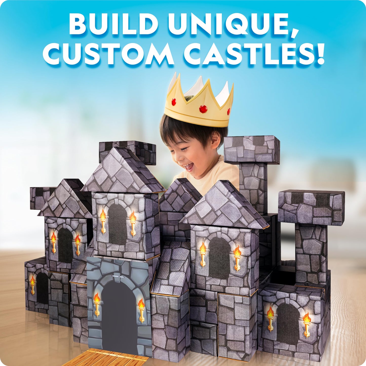 National Geographic Jumbo Cardboard Building Blocks - 45-Pc. Extra-Thick Cardboard Bricks for Kids, Build a Castle Play House, Indoor Playhouse, Large