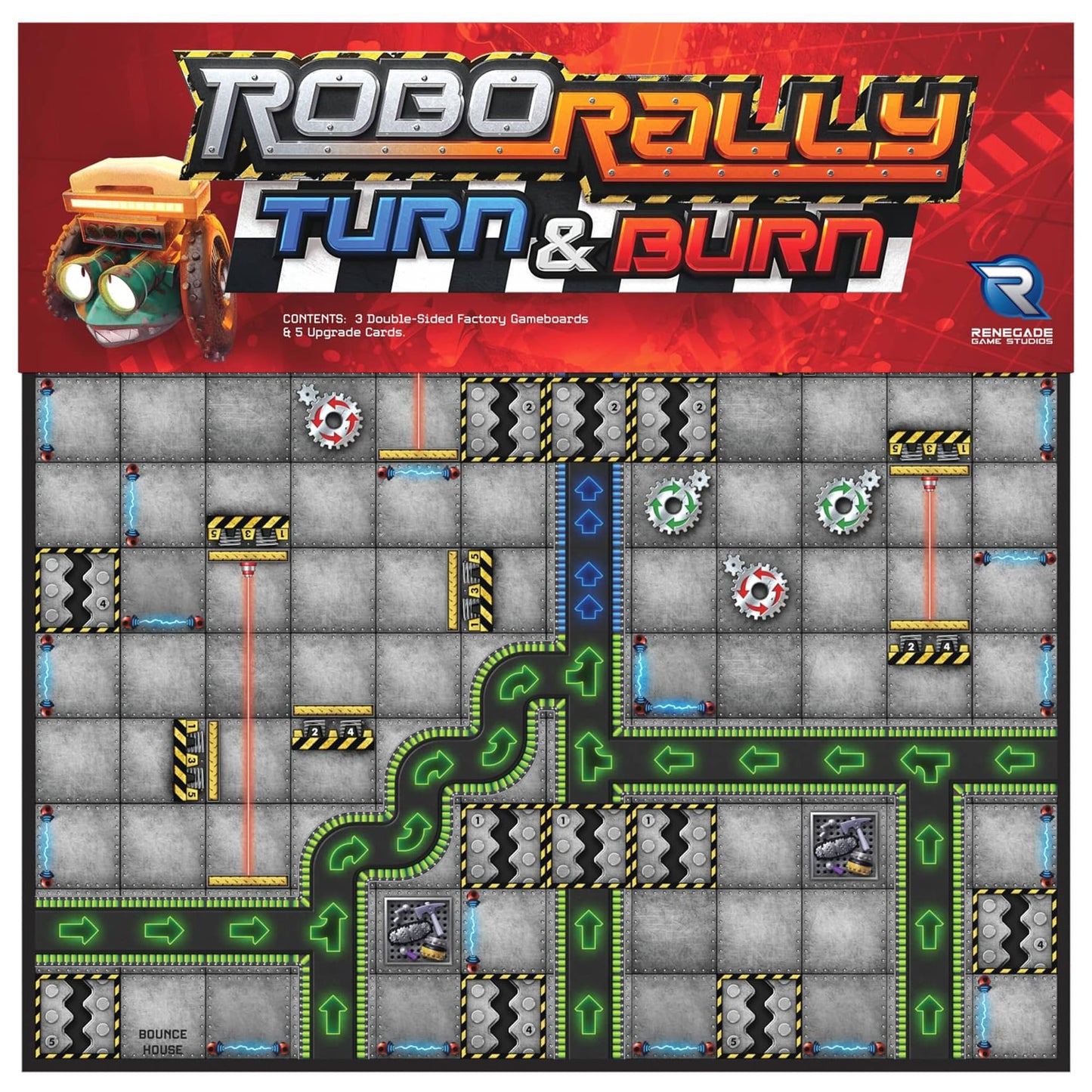 Renegade Game Studios Robo Rally: Turn & Burn Expansion Board Game - Strategy, Ages 12+, 2-6 Players