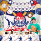 Baseball Party Decorations, Include Sport Themed Birthday Backdrop, Happy Birthday Banners, Baseball Balloons, Honeycomb Centerpiece
