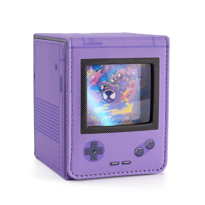 Retro Gaming Console Appearance MTG Deck Box with Commander Display, Card Deck Case Fit 120 Single Sleeved Cards, PU Leather Magnetic Card Storage Box